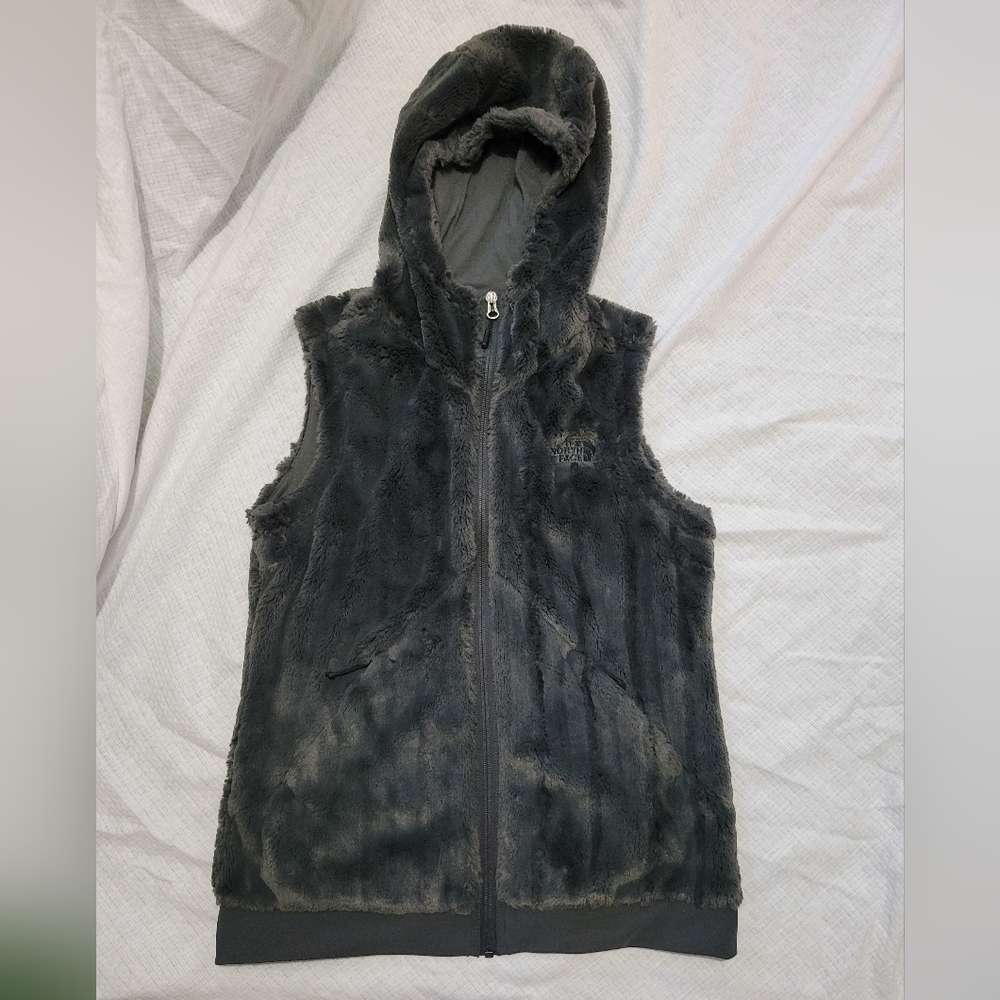 The North Face Osito Gray Hooded Zip Vest Small Mint Condition